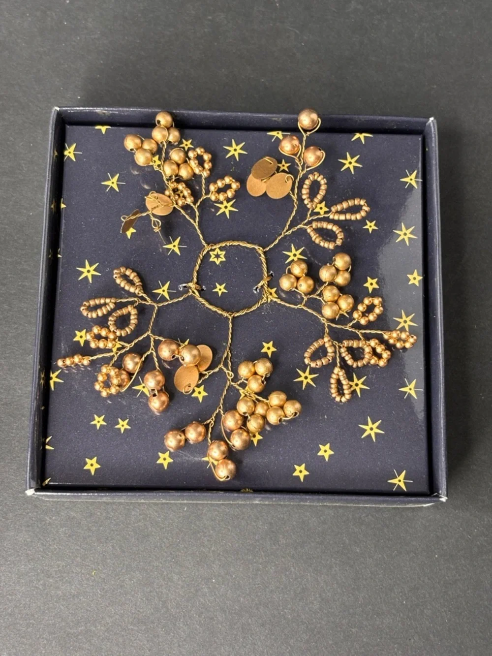 Anthropologie X Terrain Set Of 2 Candle Wreaths For Taper Candles Gold Beads NIB